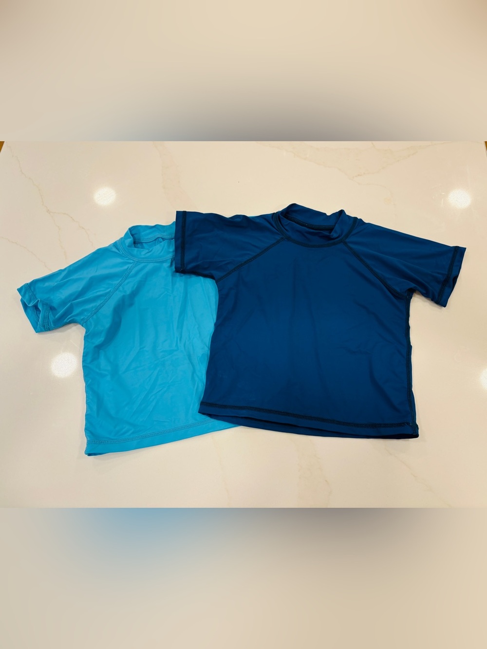 Set of 2 Kids' Short Sleeve Rash Guard Swim Top - Bright Blue & Navy 12-18mo